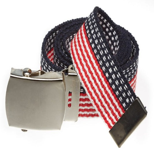 Stars & Stripes Web Belt with Silver Buckle