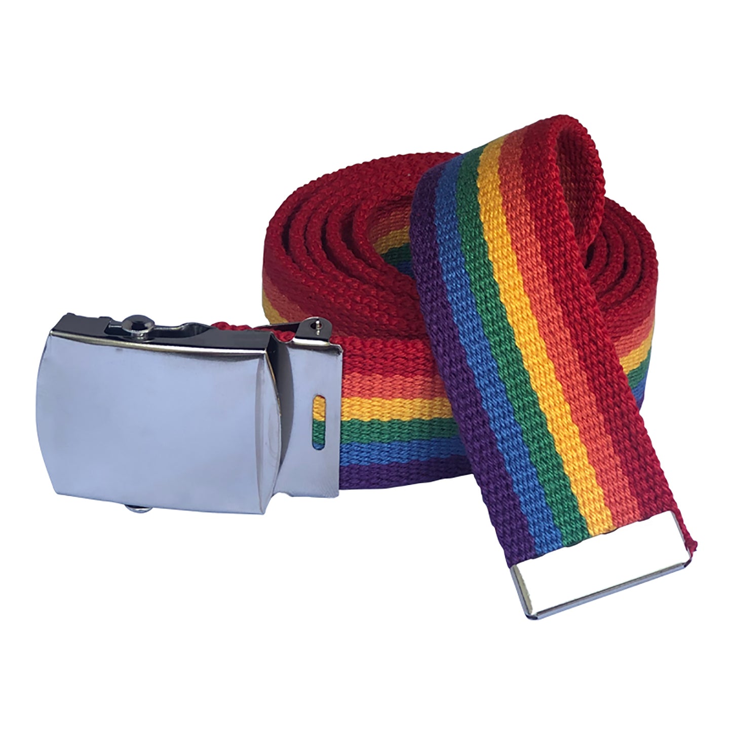 Rainbow Striped Web Belt with Silver Buckle- 4 Colors!
